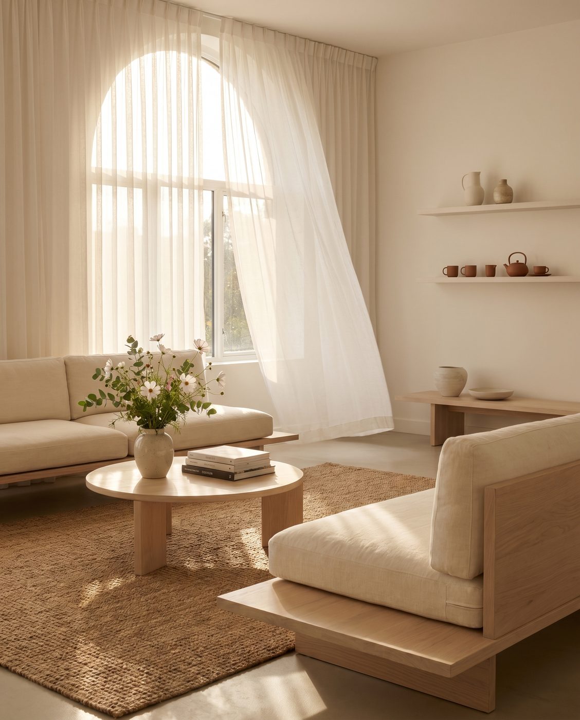 A styled, light-filled living room